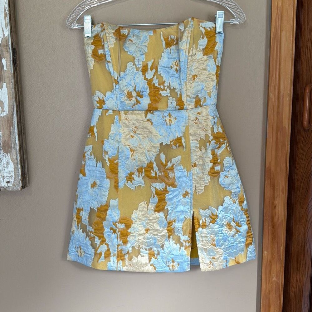 Showpo Yellow and Blue Floral Mini Dress